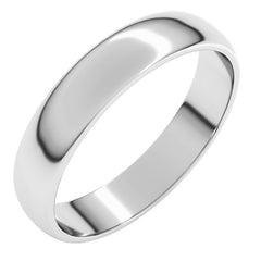 10K White Gold 4 mm Lightweight Half Round Band Size 7.5
