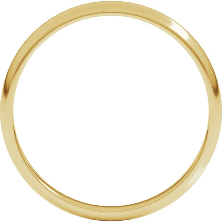 14K Yellow Gold 2.5 mm Lightweight Half Round Band Size 7.5
