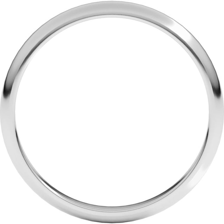 Platinum 2.5 mm Half Round Band Size 4