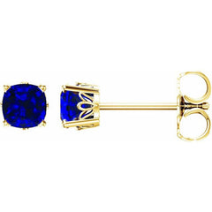 14K Yellow Gold Lab-Grown Blue Sapphire Scroll Setting® Earrings
