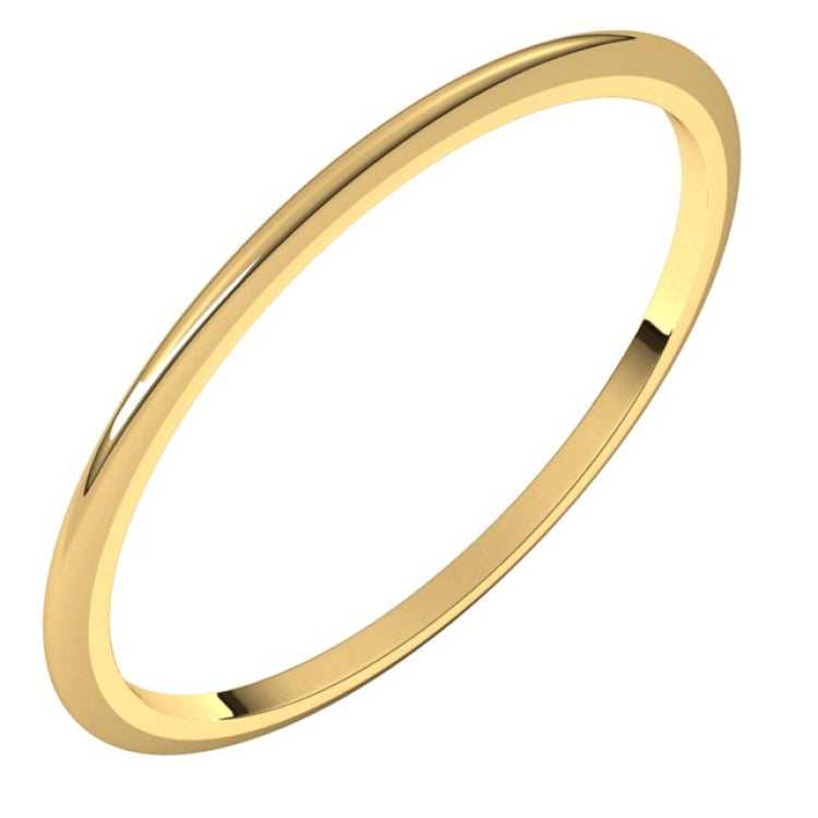 18K Yellow Gold 1 mm Half Round Band Size 7