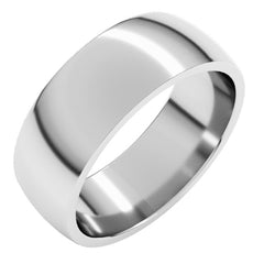 14K White Gold 7 mm Lightweight Comfort-Fit Half Round Band Size 11
