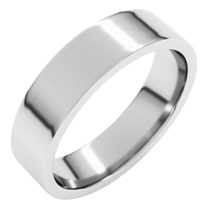 10K White Gold 5 mm Lightweight Comfort-Fit Flat Band Size 10