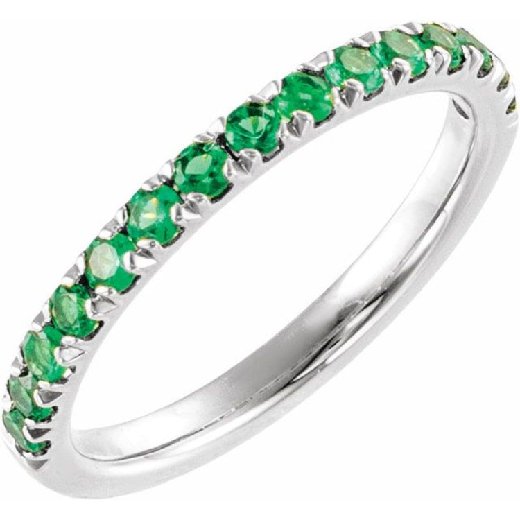 Sterling Silver Lab-Grown Emerald Stackable Ring