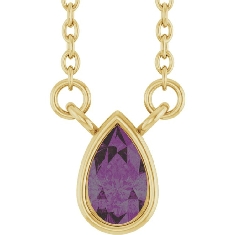14K Yellow Gold Lab-Grown Alexandrite 18" Necklace