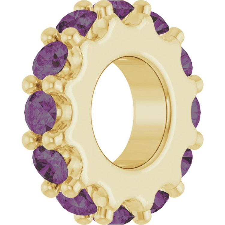 18K Yellow Gold-Plated Sterling Silver Lab-Grown Alexandrite Spacer Charm/Pendant