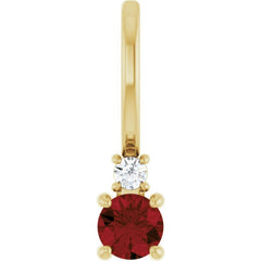 14K Yellow Gold Natural Mozambique Garnet & .02 CT Natural Diamond Charm/Pendant