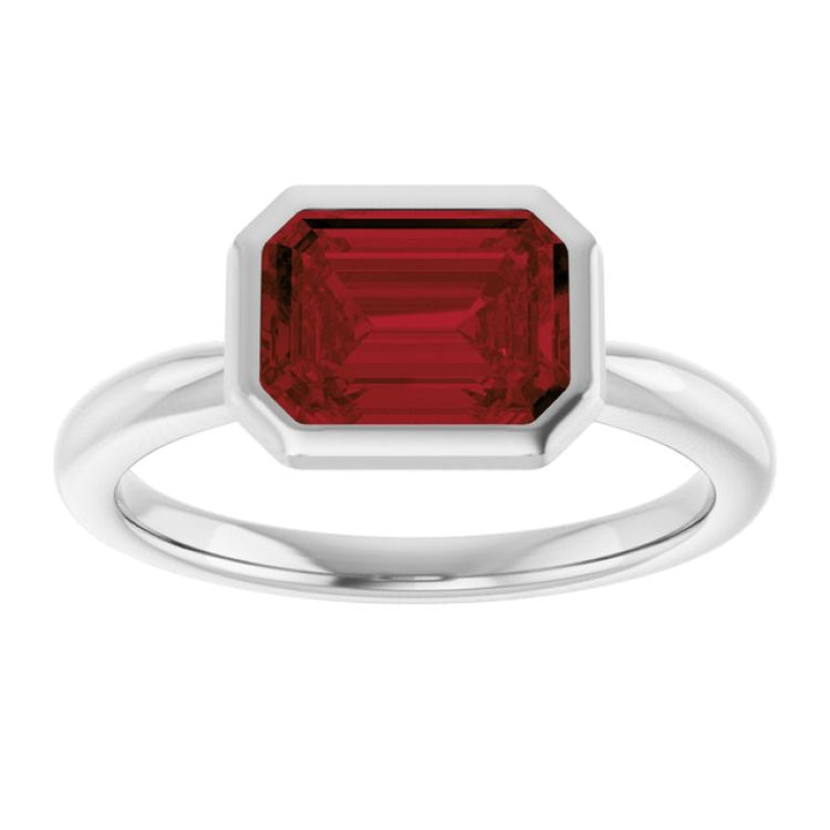 Sterling Silver Natural Mozambique Garnet Solitaire Ring