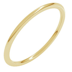 14K Yellow Gold 1 mm Lightweight Comfort-Fit Half Round Band Size 8.5