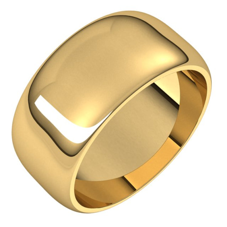 14K Yellow Gold 9 mm Half Round Band Size 8.5