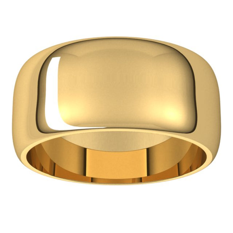 14K Yellow Gold 9 mm Half Round Band Size 8.5