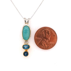 Two Tone Sterling Silver and 22 Karat Yellow Gold Vermeil Pendant with