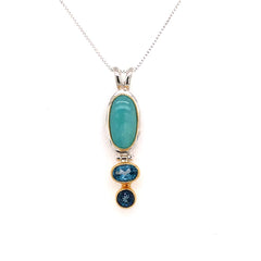 Two Tone Sterling Silver and 22 Karat Yellow Gold Vermeil Pendant with