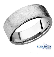 8mm 14K White Gold Flat Band w/ Distressed Finish