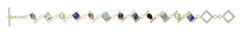 Silver & Gold Bracelet with Moonstone, Topaz, Agate, Amethyst, Garnet, Pearl and Iolite