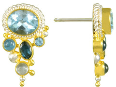 Silver & Gold Earrings with Topaz