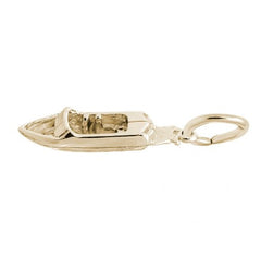 Sterling Silver with Golf Plating Wake Surf Boat Charm.