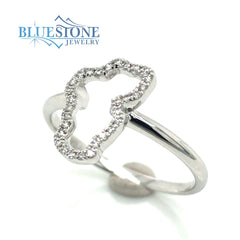 14K White Gold Lake Tahoe Ring with Diamond-size 6.25