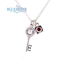 Silver Key and Charm Necklace with Chain