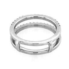 18K White Gold Wedding Band Guard with Diamonds-Size 7.25