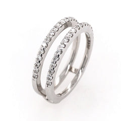 18K White Gold Wedding Band Guard with Diamonds-Size 7.25