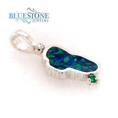 Medium Sterling Silver Lake Tahoe Penant with Lab Grown Opal, CZ in ba