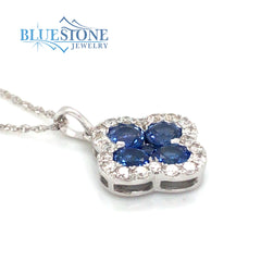 14 Karat White Gold Pendant with Five Round Sapphires at 1.20 Total Ca
