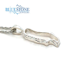 Medium Sterling Silver Outline of Donner Lake Pendant