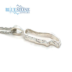 Medium Sterling Silver Outline of Donner Lake Pendant