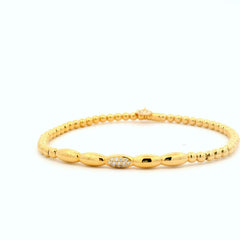 18 Karat Yellow Gold Diamond Stretchable Bracelet- 6.3"