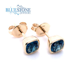 14 Karat Yellow Gold Earrings with London Blue Topaz