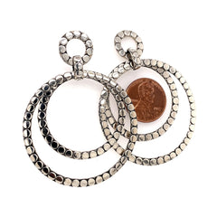 Sterling Silver Stud Drop Double Hoop Earrings