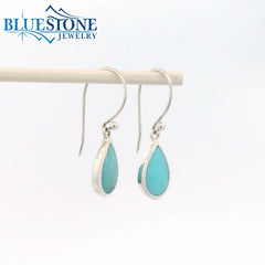 Sterling Silver Wire Earrings with Pear Cut Turquoise