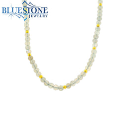 Labradorite Beaded Gold Plated Necklace -18"