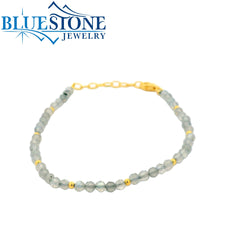 Labradorite Beaded Gold Plated Bracelet -7.5"