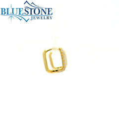 Gold Plated Square Hoops With Cubic Zirconias