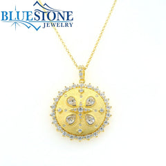 14KYG Plated Cubic Zirconia Pendant Necklace - 18"