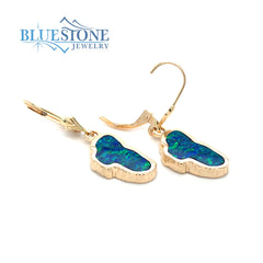 Medium Sized 14 Karat Yellow Gold Lever Back Earrings with 2 Lake Taho