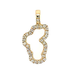 Small 14KYG Lake Tahoe Outline Pendant w/ Diamonds