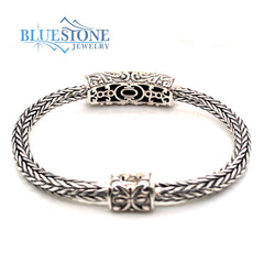 Silver & 18 Karat Yellow Gold Black Diamond Bracelet