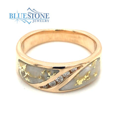 14 Karat Yellow Gold Diamond and Gold Quartz Ring