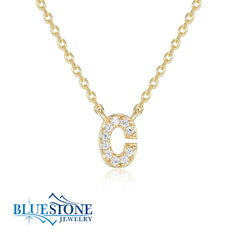 Gold Plated "C" Initial Necklace with CZ- 18"