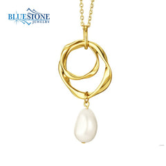 14 Karat Yellow Gold Plated Sterling Silver Pendant with One Freshwate