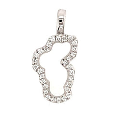 Small 14KWG Lake Tahoe Outline Pendant w/ Diamonds
