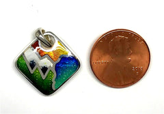 Fine Silver Enamel Lake Tahoe Pendant named the "Sky, Mountain, Tree,