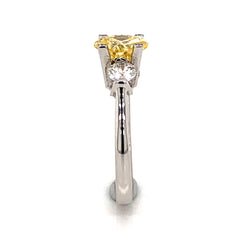 18K White Gold Engagement Ring with Yellow CZ & Diamonds-Size 7**30%OFF**