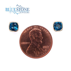 14 Karat Yellow Gold Earrings with London Blue Topaz