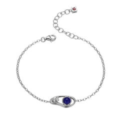 Sterling Silver Rhodium Plated Bracelet Featuring One Round Genuine Bl