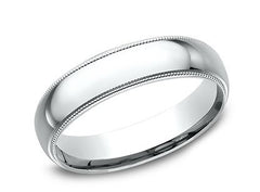 14 Karat White Gold Wedding Band 5mm Wide Size 9