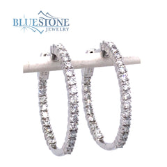 14kt White Gold Lab Diamond Hoop Earrings- 1.00ct Total Weight